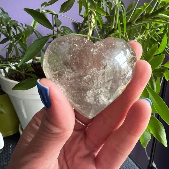 Clear Quartz Crystal Heart Carving (#3) - Picture 2 of 10